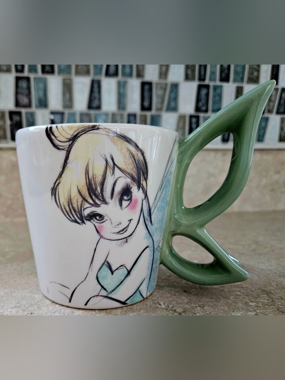 Disney Tinker Bell Ceramic Mug in Green and Aqua